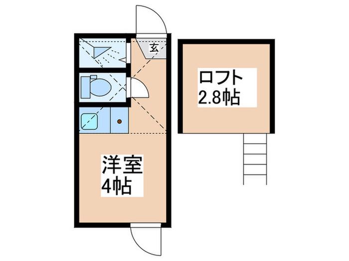 フェリスポニー(ワンルーム/2階)の間取り写真