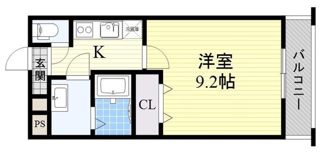 フジパレス城東諏訪Ⅵ番館(1K/3階)の間取り写真