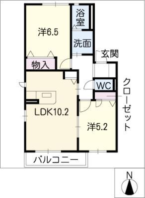 グランディア中野(2LDK/1階)の間取り写真