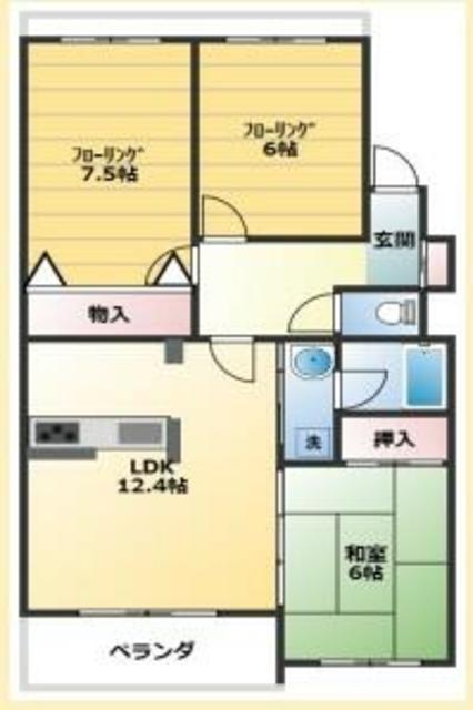 ソレーユ長津田(3LDK/1階)の間取り写真