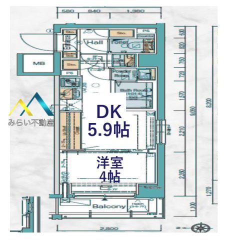 エステムコート横濱大口(1DK/4階)の間取り写真