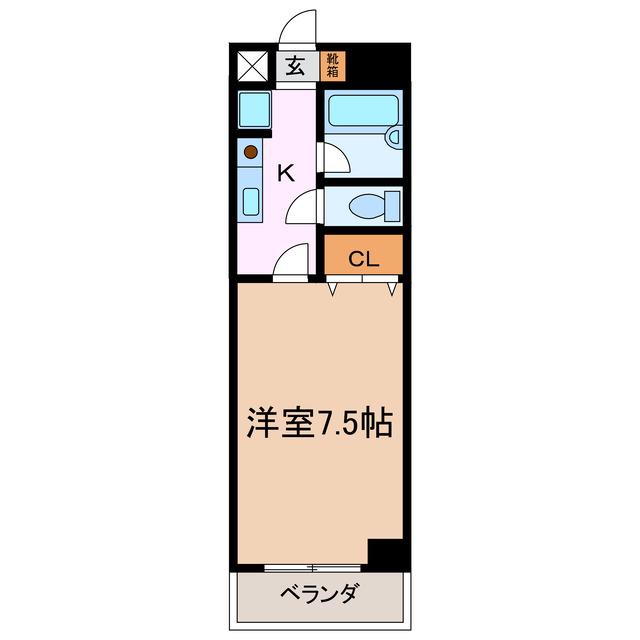 アーバンビル早川(1K/4階)の間取り写真