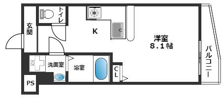 フルグランテ馬場町(ワンルーム/5階)の間取り写真