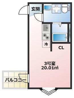 リアルコート古淵(ワンルーム/1階)の間取り写真