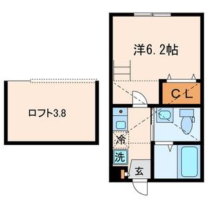 ケイ・アパルトメント山王(1K/1階)の間取り写真