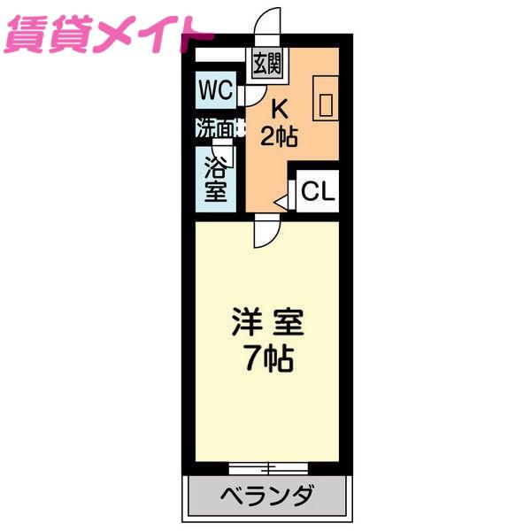 ベルサーヤ(1K/2階)の間取り写真