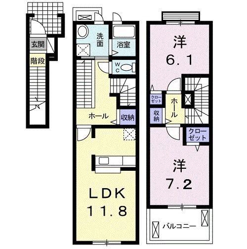 ルミナース コートI(2LDK/2階)の間取り写真