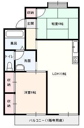 セジュール平成A棟(2LDK/1階)の間取り写真
