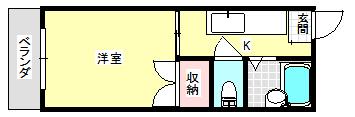 ヨークハウス(1K/2階)の間取り写真