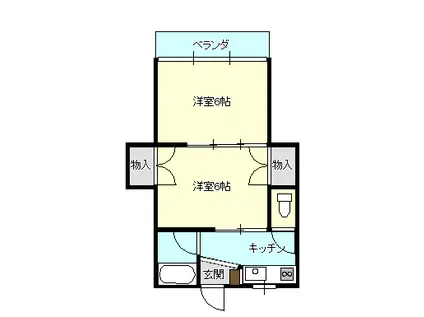 鎌倉ハイツ(2K/2階)の間取り写真