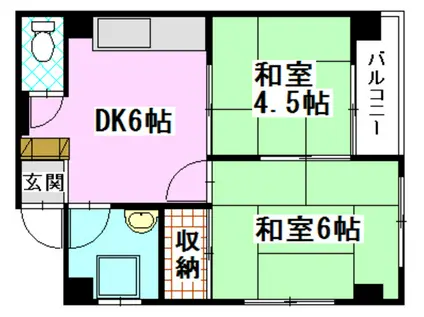 窪田ビル(2DK/3階)の間取り写真