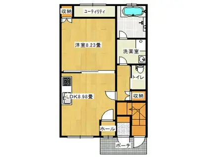 クリオJIII(1LDK/1階)の間取り写真