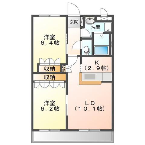 エバープレイスA(2LDK/2階)の間取り写真