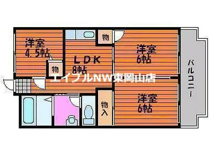 赤田ハイツ(3LDK/1階)の間取り写真