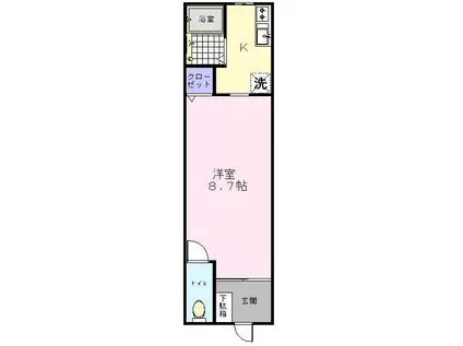 高川ハイツ(1K/2階)の間取り写真