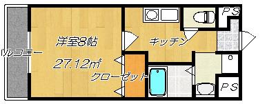 グローブワン(1K/3階)の間取り写真