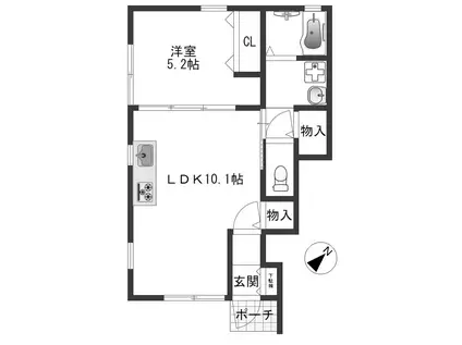 アマネセル十条(1LDK/1階)の間取り写真