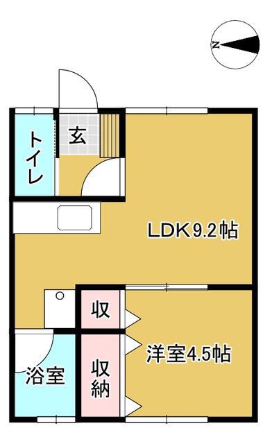 メゾンルピナス(1LDK/2階)の間取り写真