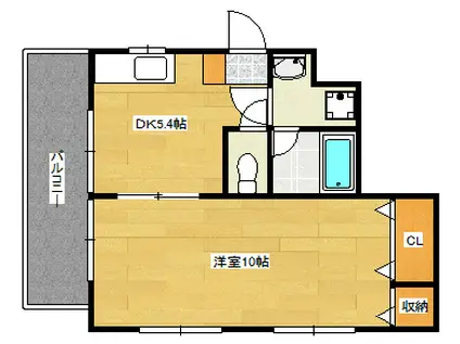 グランドメゾン西本(1DK/2階)の間取り写真