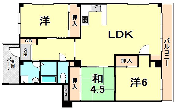 ドゥエリング北夙川(3LDK/2階)の間取り写真