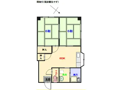 竹内アパート(2DK/3階)の間取り写真