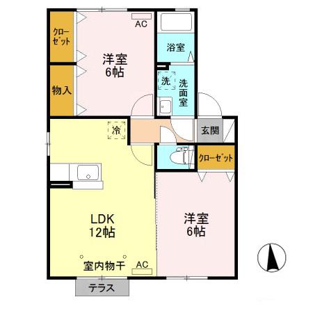 石川ヒルズ(2LDK/2階)の間取り写真