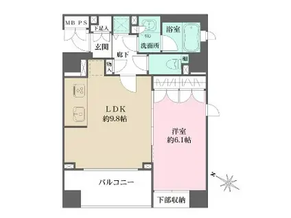 パークハウス渋谷山手(1LDK/10階)の間取り写真