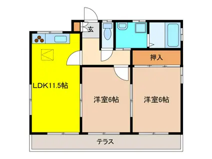 サンライズ今枝(2LDK/1階)の間取り写真