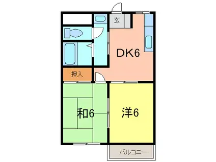 コーポナカシマ(2DK/2階)の間取り写真