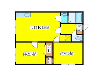 山田マンション2(2LDK/2階)の間取り写真