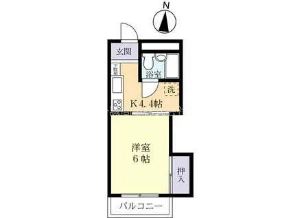 東石川ハイツ(1K/1階)の間取り写真