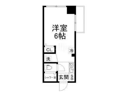 シボラ六条高倉(ワンルーム/4階)の間取り写真