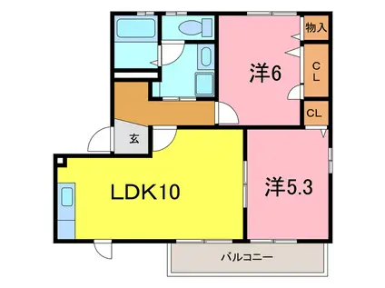 クレールK A棟(2LDK/1階)の間取り写真