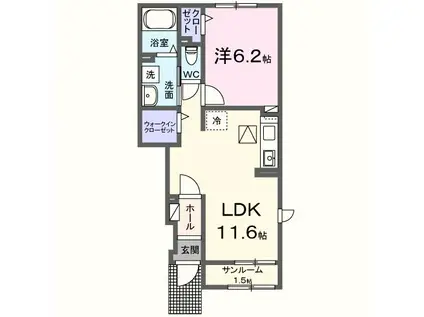 アメニティーハイツ川島VI(1LDK/1階)の間取り写真