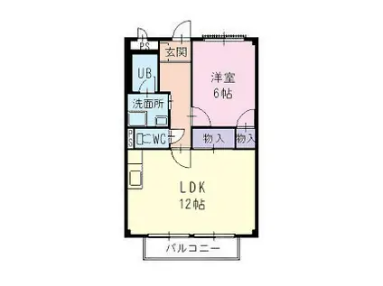メゾンなかみちI(1LDK/1階)の間取り写真