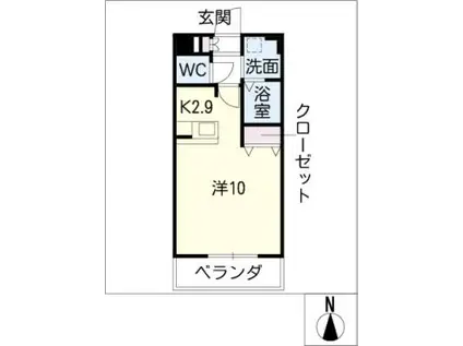 ブルーム名駅(1K/2階)の間取り写真