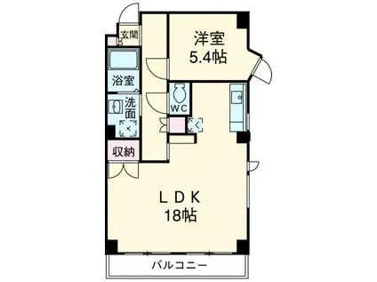 KIRAKU2 B(1LDK/8階)の間取り写真