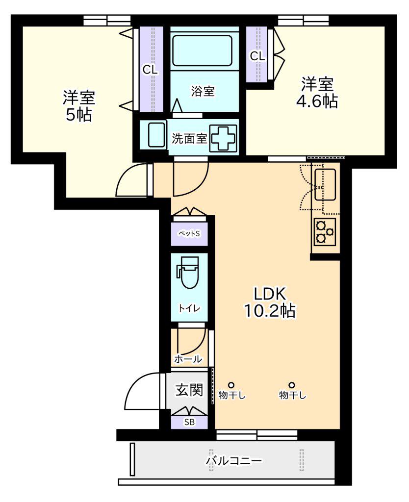 メゾンレオ(2LDK/2階)の間取り写真