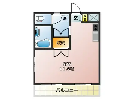 メゾンK-TWO(ワンルーム/1階)の間取り写真