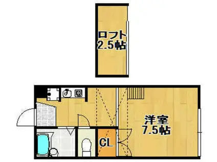 クレスト平井山荘B棟(1K/1階)の間取り写真