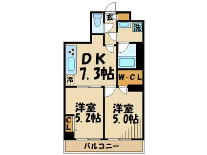 ルフレ世田谷ノール(2DK/4階)の間取り写真