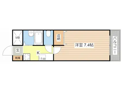 南滋賀ヒューマンハイツ(1K/3階)の間取り写真