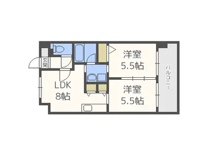 コンダクト福岡東(2LDK/2階)の間取り写真