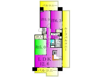 サンパセオ新柏E号館(3LDK/8階)の間取り写真
