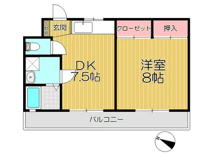 ロイヤルコート(1DK/2階)の間取り写真