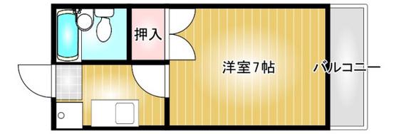 マンションハピネス(1K/2階)の間取り写真