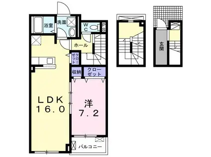 ミル・クレイン II(1LDK/3階)の間取り写真