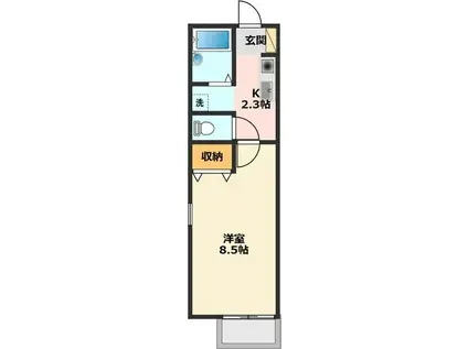 ボヌール水海道(1K/1階)の間取り写真