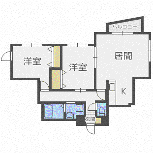 ファミリーコート新札幌(2LDK/2階)の間取り写真