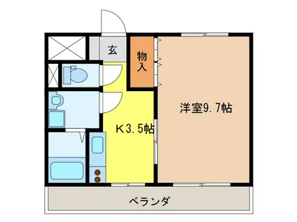 グリーンヒルズ(1K/2階)の間取り写真